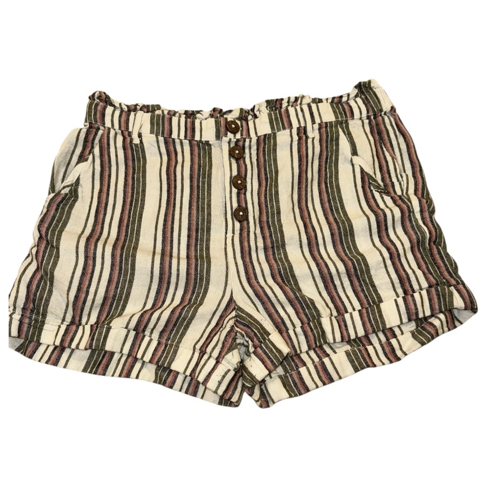 Rewind Cream and Green High Waist Shorts